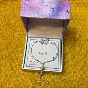 Kohls Sparkling Butterfly Bracelet - Silver and Multi Color Crystals